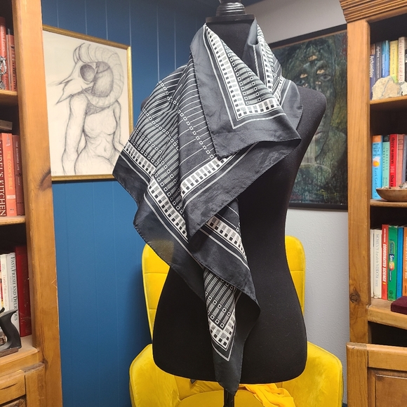 Claude Chevalier Silky Pattern Scarf - Picture 2 of 5